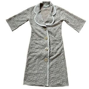 Malandrino Womens Embroidered Duster Linen Lace Dress 42 3/4 Length Sleeve Retro